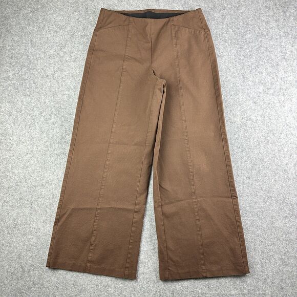 Old Navy Pull On Pixie Wide Leg Pants Womens L Brown High Rise Stretch Pockets - Picture 1 of 14